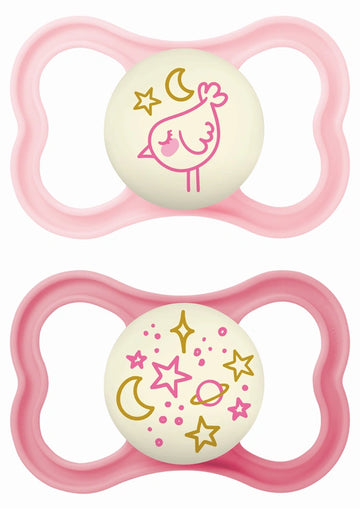 MAM Supreme Night Πιπίλες Ροζ με Απαλό Φως για Βρέφη 0-6 Μηνών – 2 Τεμάχια